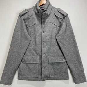 KANE & UNKE Mens Grey Utility Jacket Button Front Military Style Size M‎